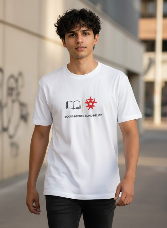 Knowledge Over Blind Belief Tee | Books before blind belief.