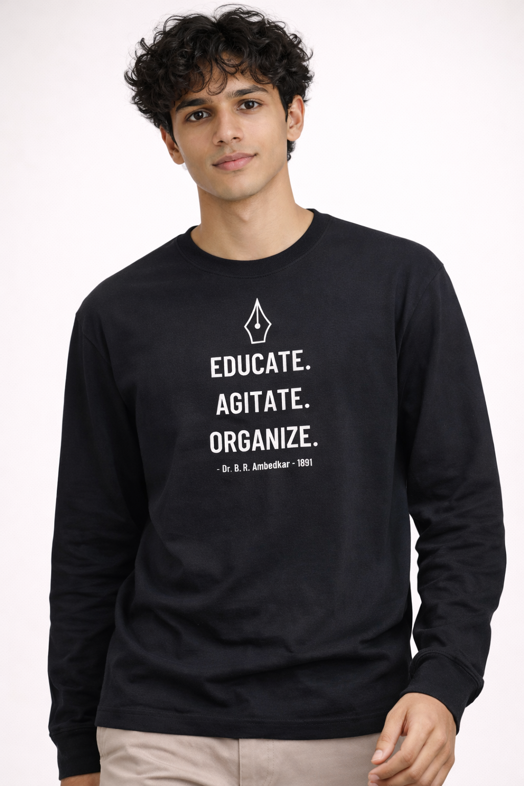 Revolution Doctrine Men's Full Sleeve T-Shirt - EDUCATE. AGITATE. ORGANIZE.