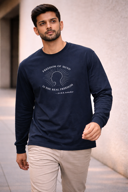 Mind Freedom Men's Full Sleeve T-Shirt - FREEDOM OF MIND IS THE REAL FREEDOM