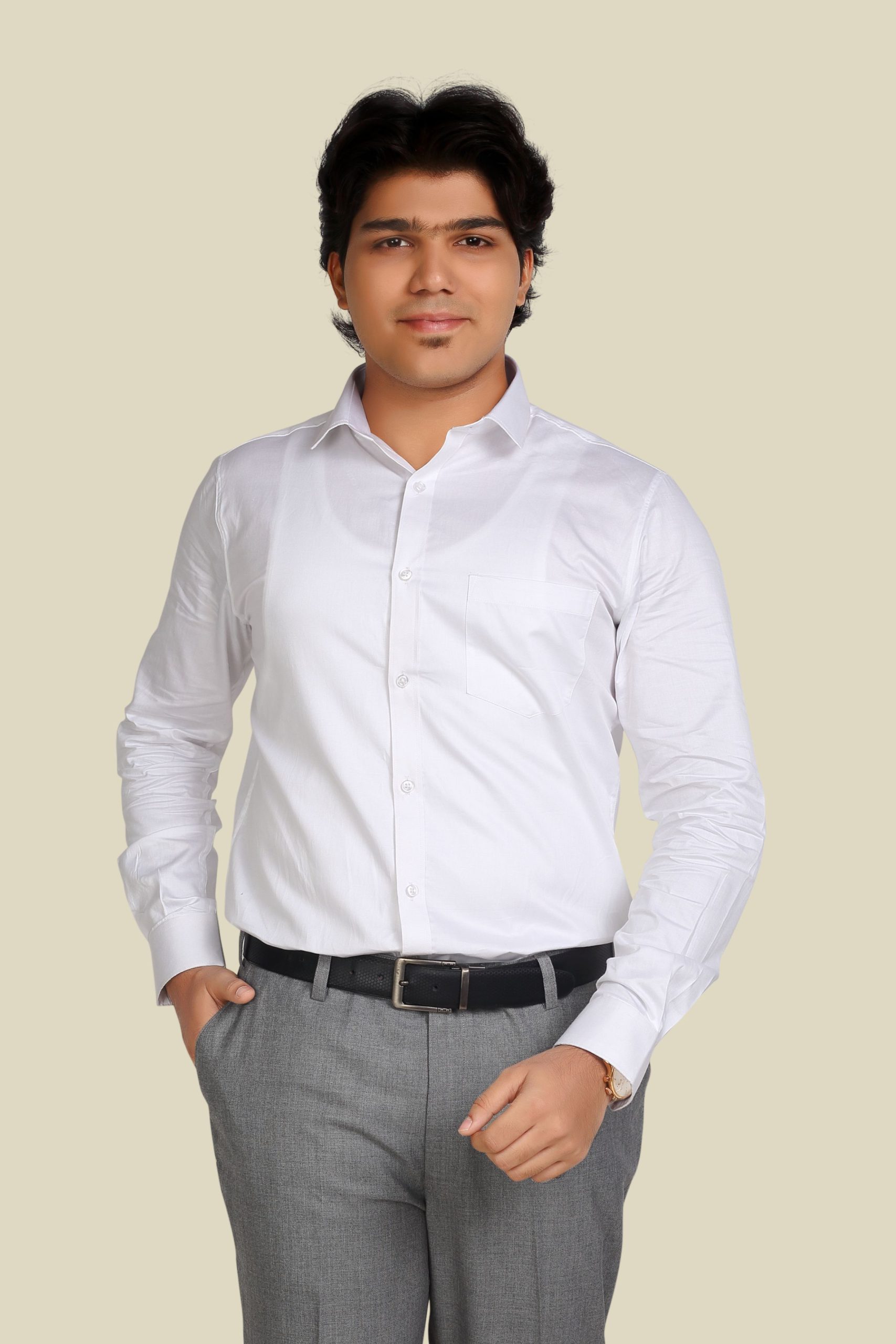 Premium White Formal Shirt – Ultra-Smooth Cotton Finish (F002WH)