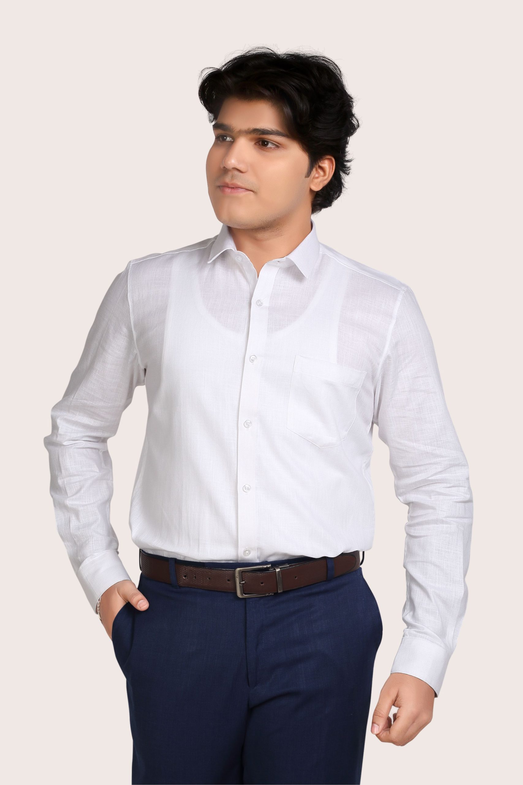 Classic White Formal Shirt – Premium Cotton Blend | Timeless Office Essential (F003WH)