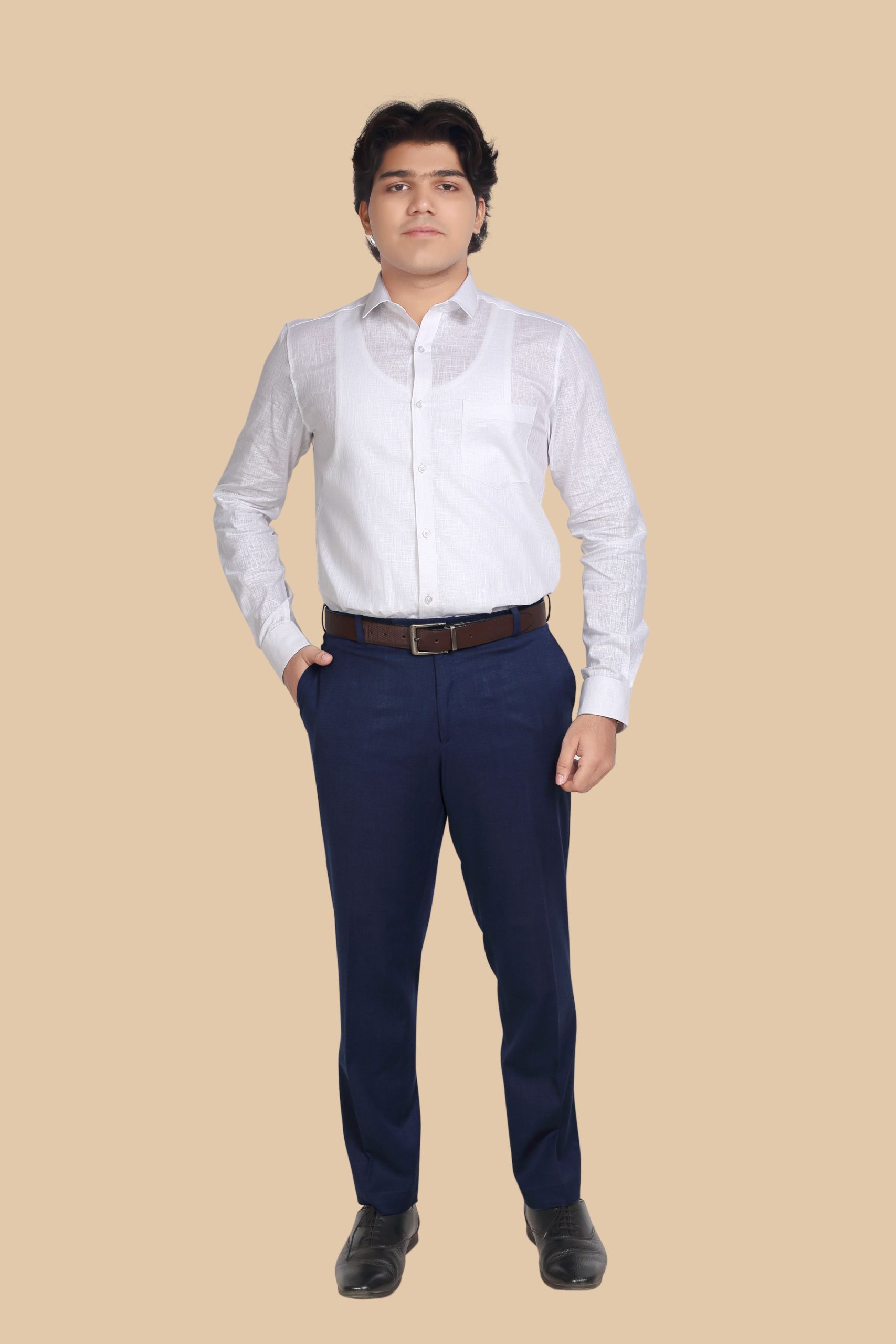 Textured White Formal Shirt – Soft Weave Elegance | Premium Office Essential (F005WH)